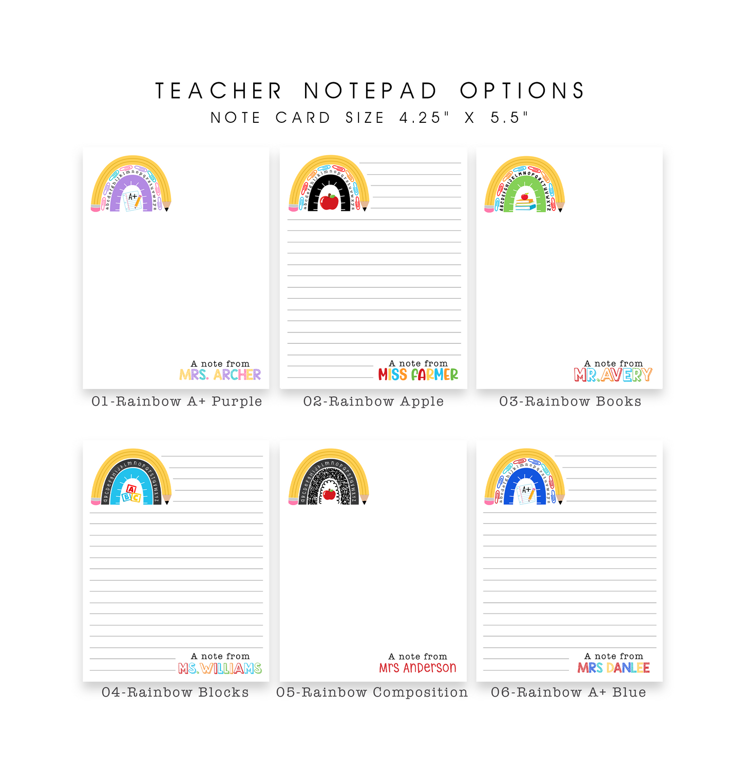 School Rainbow Teacher Notepad