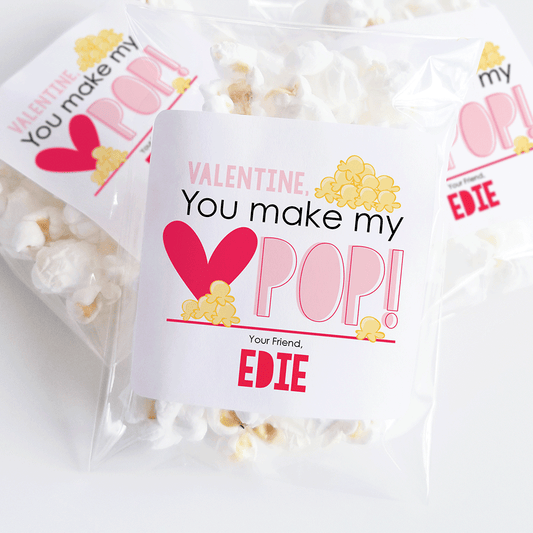 Popcorn Valentine's Day Stickers